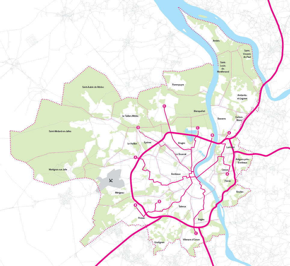Carte des grands projets 2016 Carte des grands projets 2016 de Bordeaux Métropole